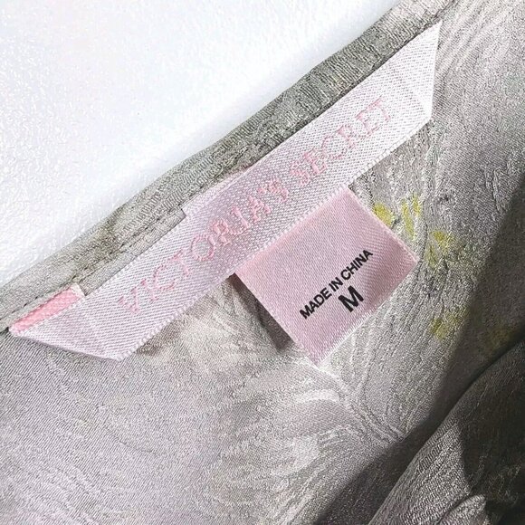 Vtg Y2K Victoria Secret Babydoll Silk Slip Dress M Gray Grassland Coquette Fairy - Picture 4 of 16